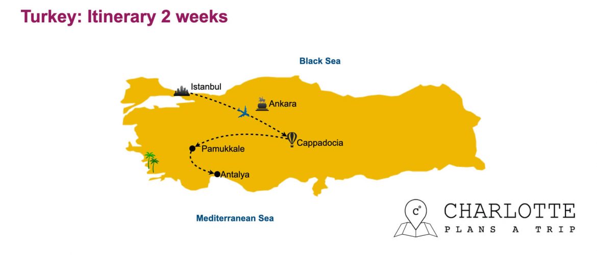 خط رحلة سياحية في تركيا (2 أسابيع)