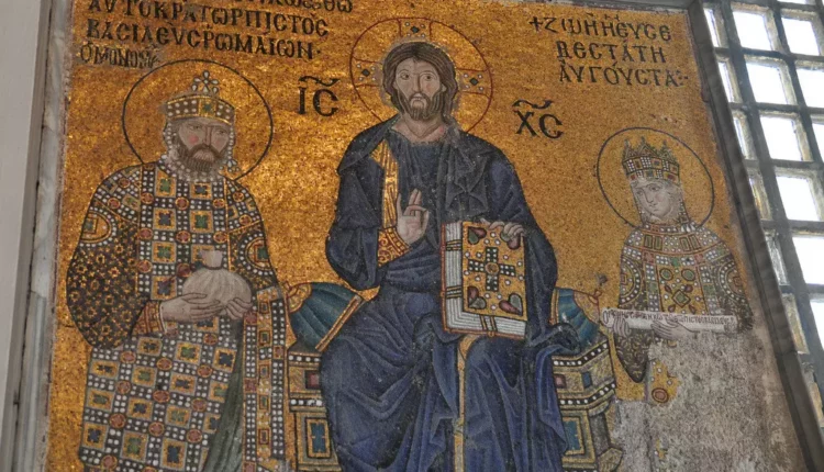 قسطنطين التاسع مونوماتش والإمبراطورة زوي موزاييك