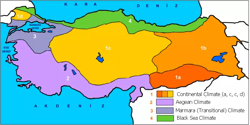 خريطة مناخ الأناضول