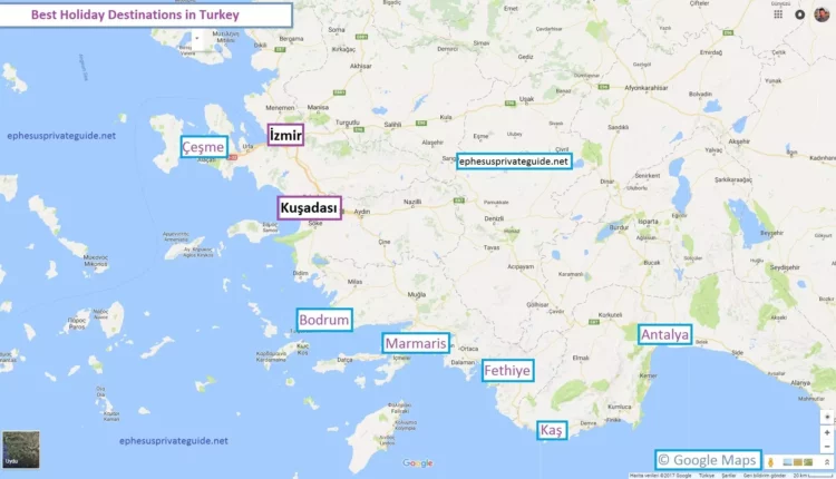 أفضل وجهات العطلات في خريطة تركيا